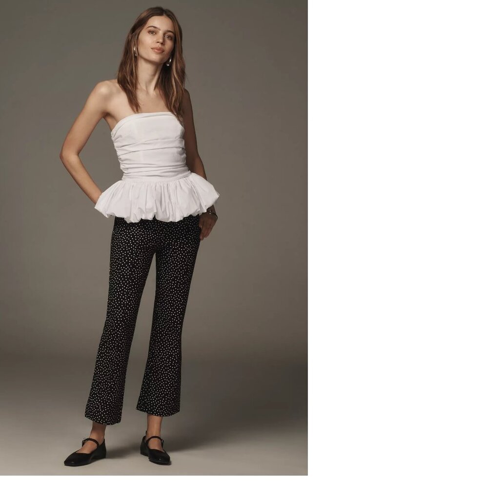 Anthropologie Black Cropped Polka Dot Pants